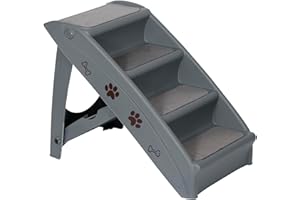 NOVA MICRODERMABRASION Foldable Pet Dog Stairs for Large Small Dogs Nonslip Dog Steps for High Bed Sofa Couch at Home and Vehicle Ramp for Dogs to get on Bed (Grey)