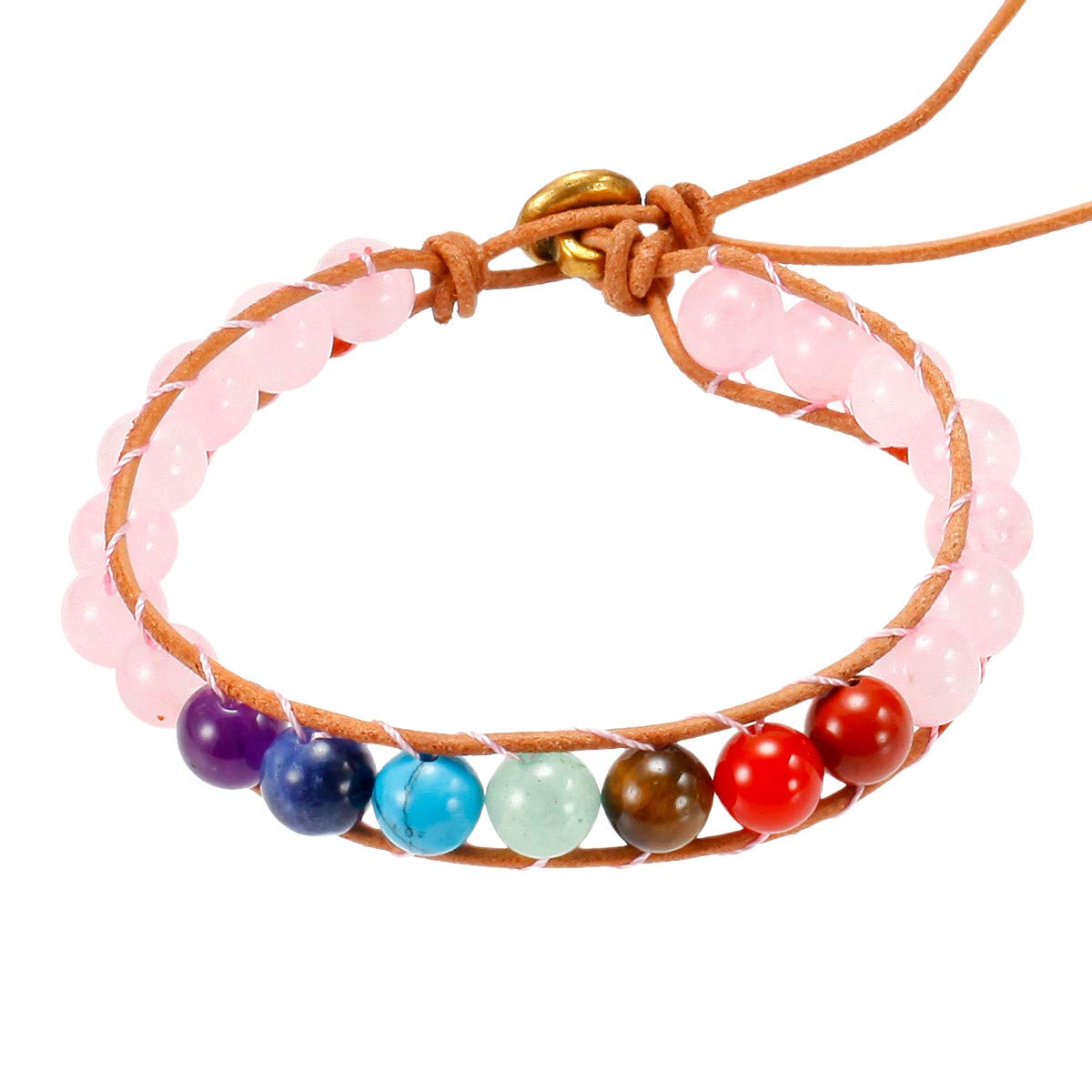 Mookaitedecor Stone Beads Bracelet for Women Healing Crystal Chakra Braided Adjustable Boho Wrap Bracelet for Friend multicoloured