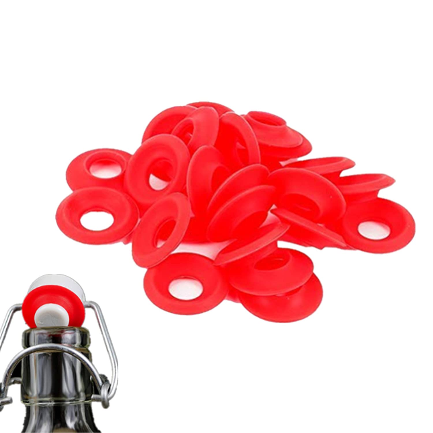 Cafopgrill Silicone Rubber Gaskets, 25Pcs Silicone Gaskets Washers for Swing Flip Top Bottle Home Brew Beer Bottle Seals Soda Bottle Seals
