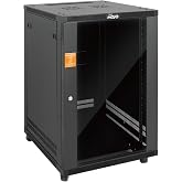 Tecmojo 18U Wall Mount Rack,18U Rack 23.6 Inch Depth,Hold Up to 176 Lbs,Server Rack with Casters,Enclosed Network Cabinet for 19 Inch Network,Server and AV Gear,Glass Door(Elite Collection)