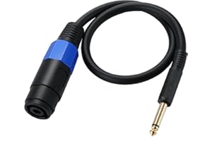 MTUERANC 1/4 Mono Speaker Cable - 50cm/0.5FT Speakon to 1/4 TS Plug Audio Adapter for DJ/PA Speaker