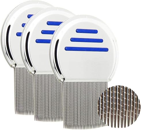 Pettine Pidocchi Blu Confezione Da 3 Pettini Acciaio Inox Trattamento Pidocchi Della Testa Per Prevenire Ed Eliminare Efficacemente Pidocchi Lendini Uova Con Punte Arrotondate Per Comfort Amazon It Bellezza
