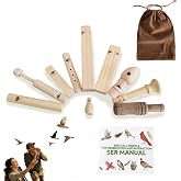 11PCS Natural Wooden Bird Call Set &ndash; 11Handmade Bird Whistle with 1Easy-Carry Storage Bag | Suitable for Bird Enthusiasts, Camping Trips, Outdoor Exploration &amp; Educational Activities