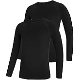 Poekuao Boys Compression Shirt Youth Long Sleeve Athletic Undershirts Kids Quick Dry Base Layer for Baseball Football Soccer