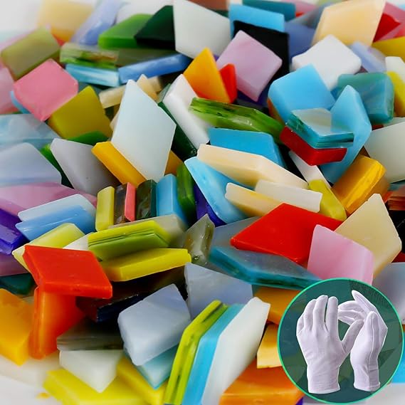 Package Mosaic Tiles Stained Glass Kit for Crafts Bulk Glass Mosaic