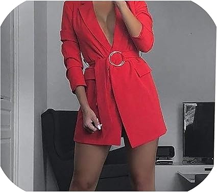 red long sleeve blazer dress