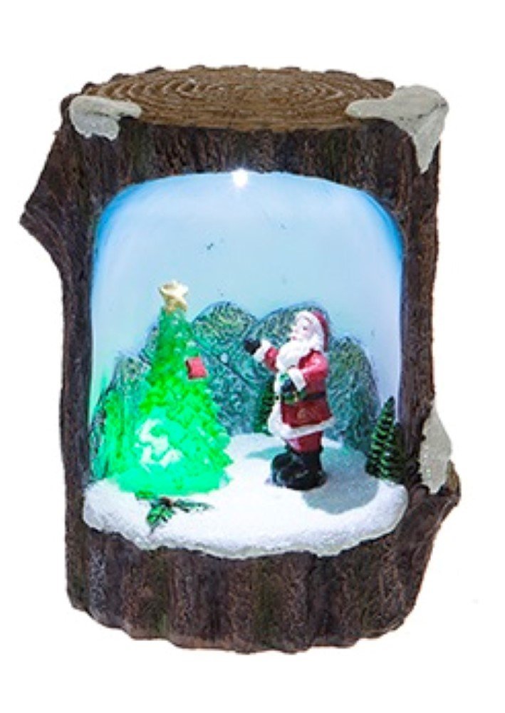 PMS 13CM X 9.5CM LOG SCENE W/LED 2ASSTD IN COLOUR BOX