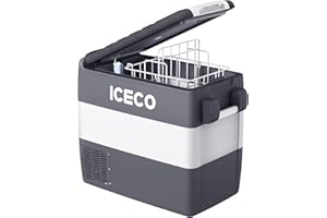 ICECO 12 Volt Refrigerator, Portable Fridge Freezer Powered by SECOP, 50 Liters Car Fridge, 0℉-50℉, APP Control, Electric Cooler with AC/DC, 12V Refrigerator for Car, Home, Truck, Boat