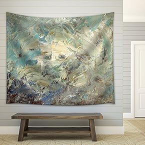 Analog Painted Background, Created with Brushes and Painting Knife - Fabric Wall Tapestry Home Decor - 51x60 inches