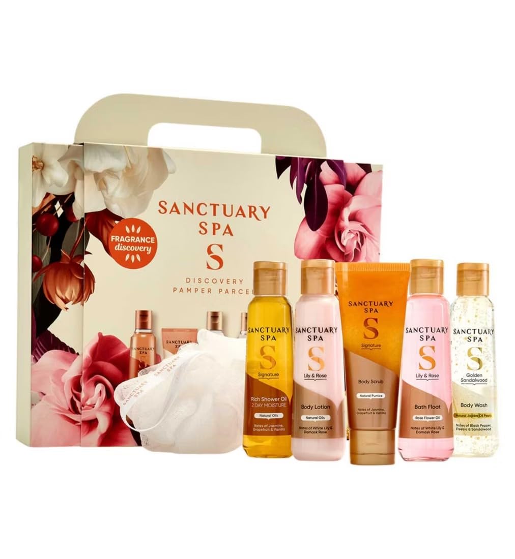 NEW Sanctuary's Discovery Parcel Gift Set | Luxury Bath & Body Gift Set | 3 Fragrances: Signature, Lily & Rose, Sandalwood | LIMITED TIME
