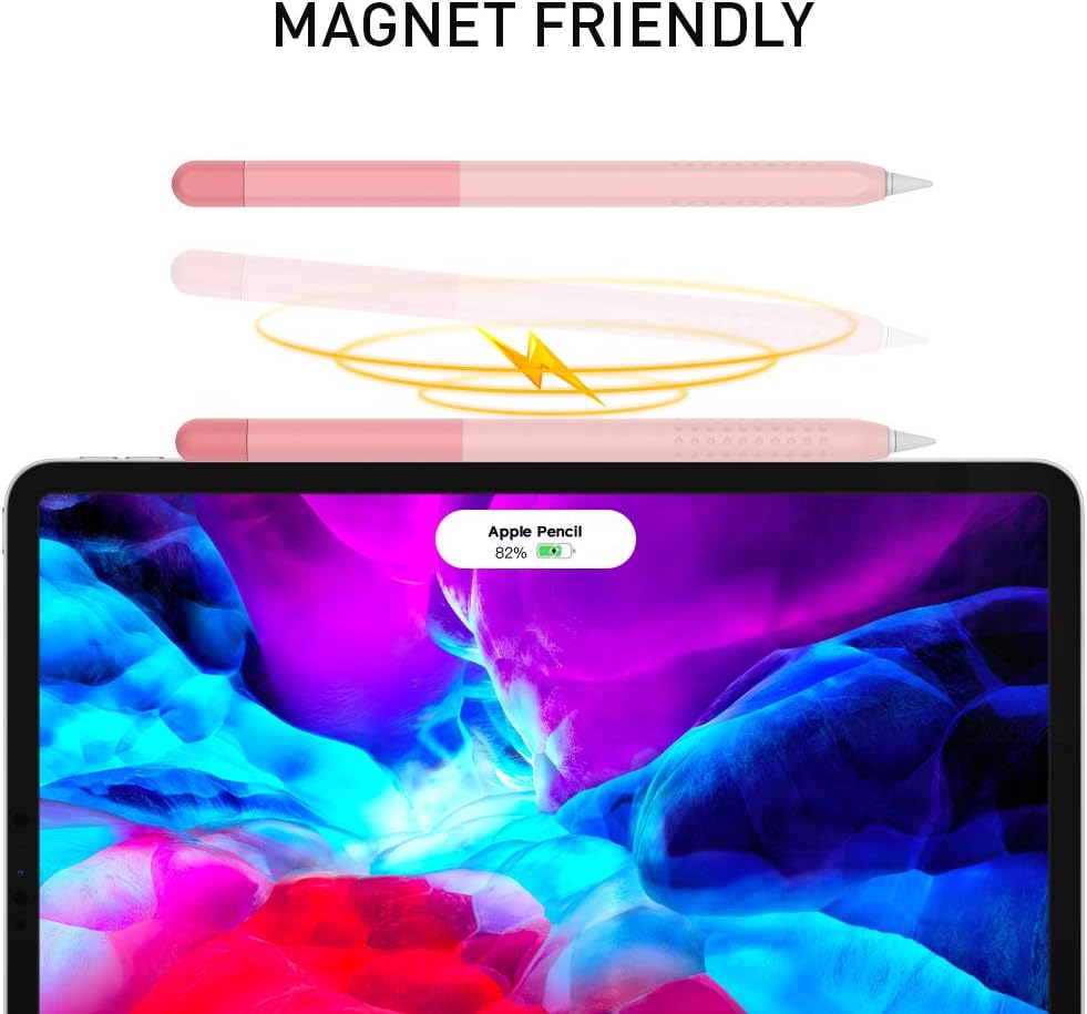 Delidigi Gradient Color iPencil Case Sleeve Silicone Cover Accessories Compatible with Apple Pencil 2nd Generation(Gradient Pink)