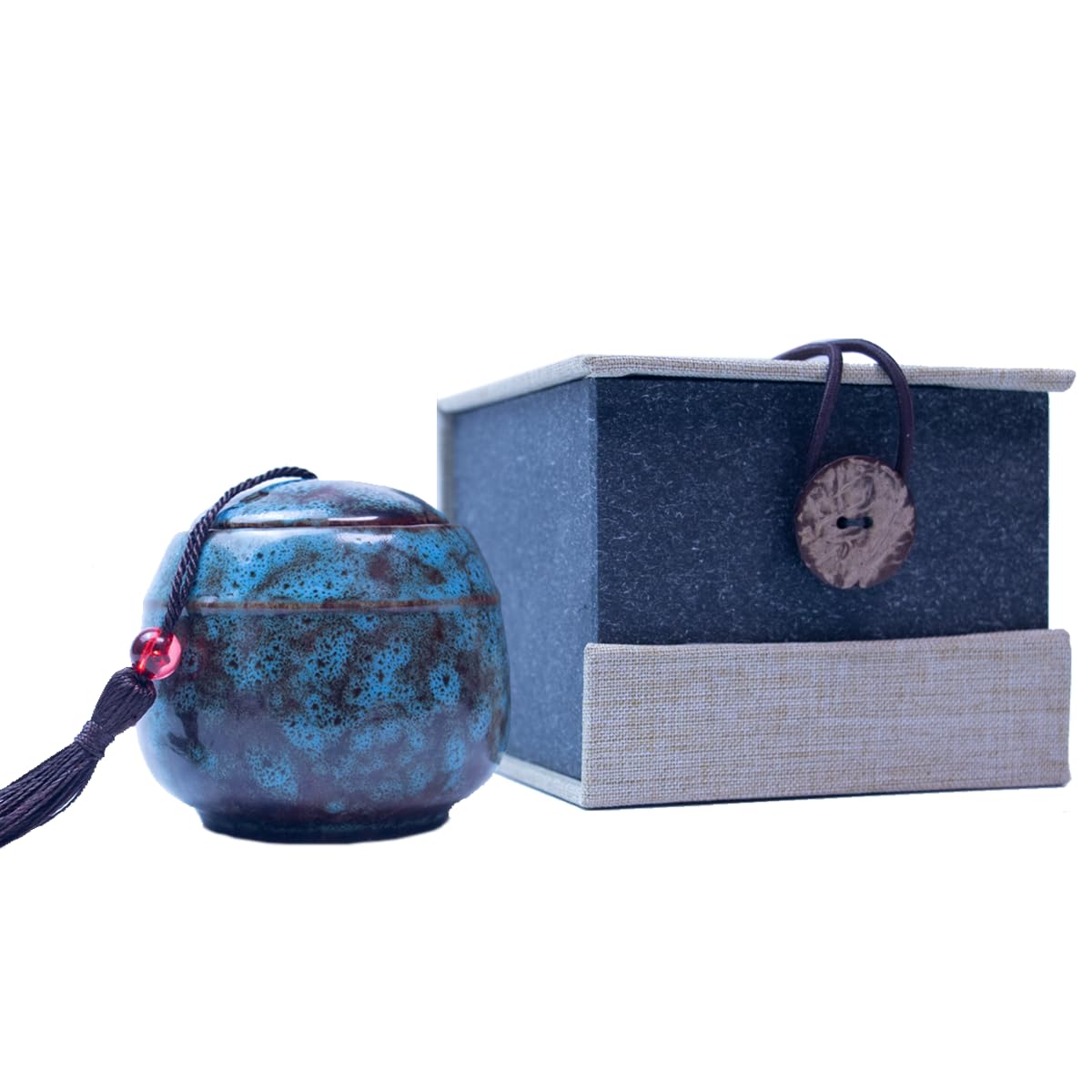 MZQSIY Mini Ceramic Pet Cremation Urn - Turquoise Blue, AMPET006DMCUUK