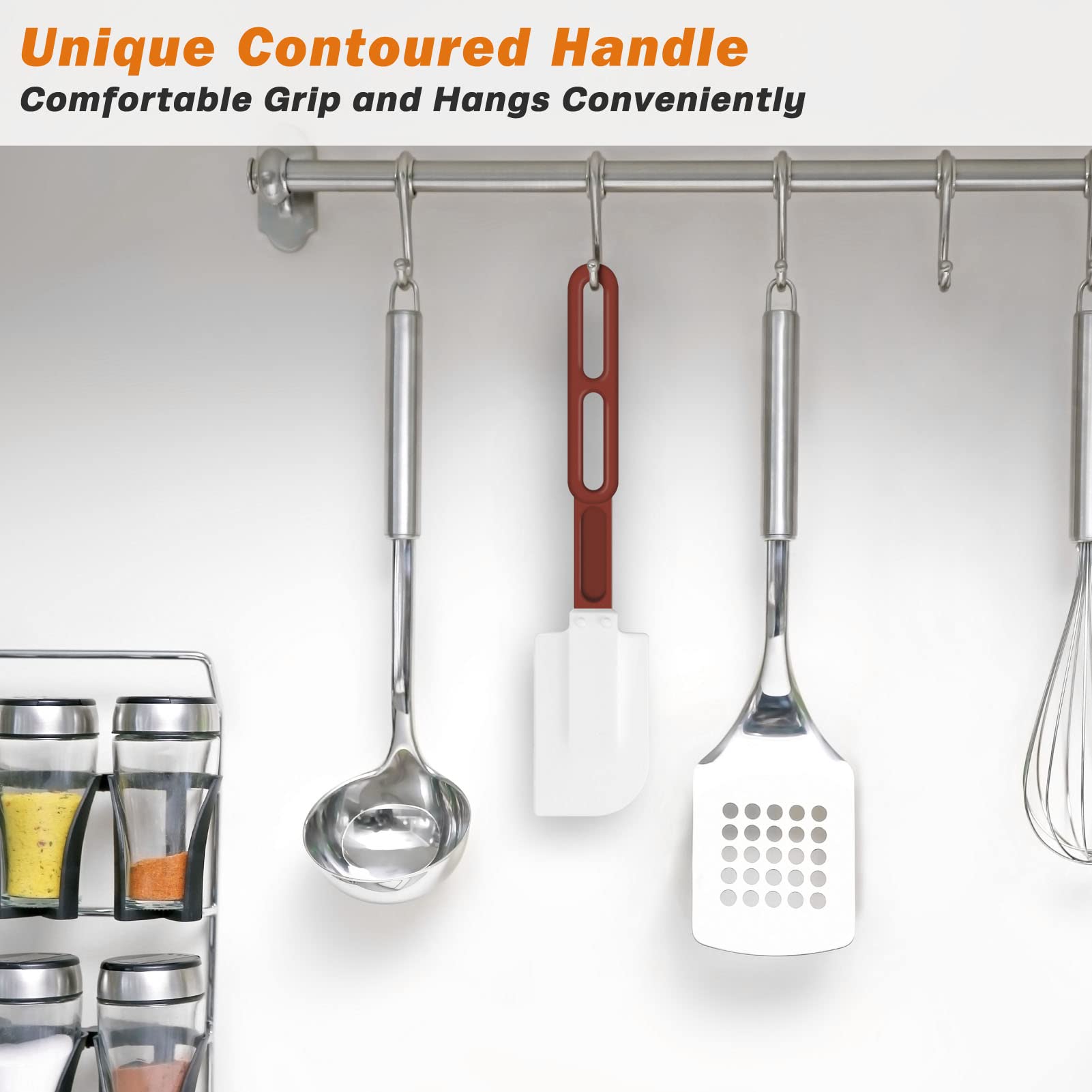 High-Temp Silicone Spatulas, 10'' Commercial Spatula 500°F Heat-Resistant Non-Stick Silicone Scraper, Set of 2 (10-Inch, NSF)