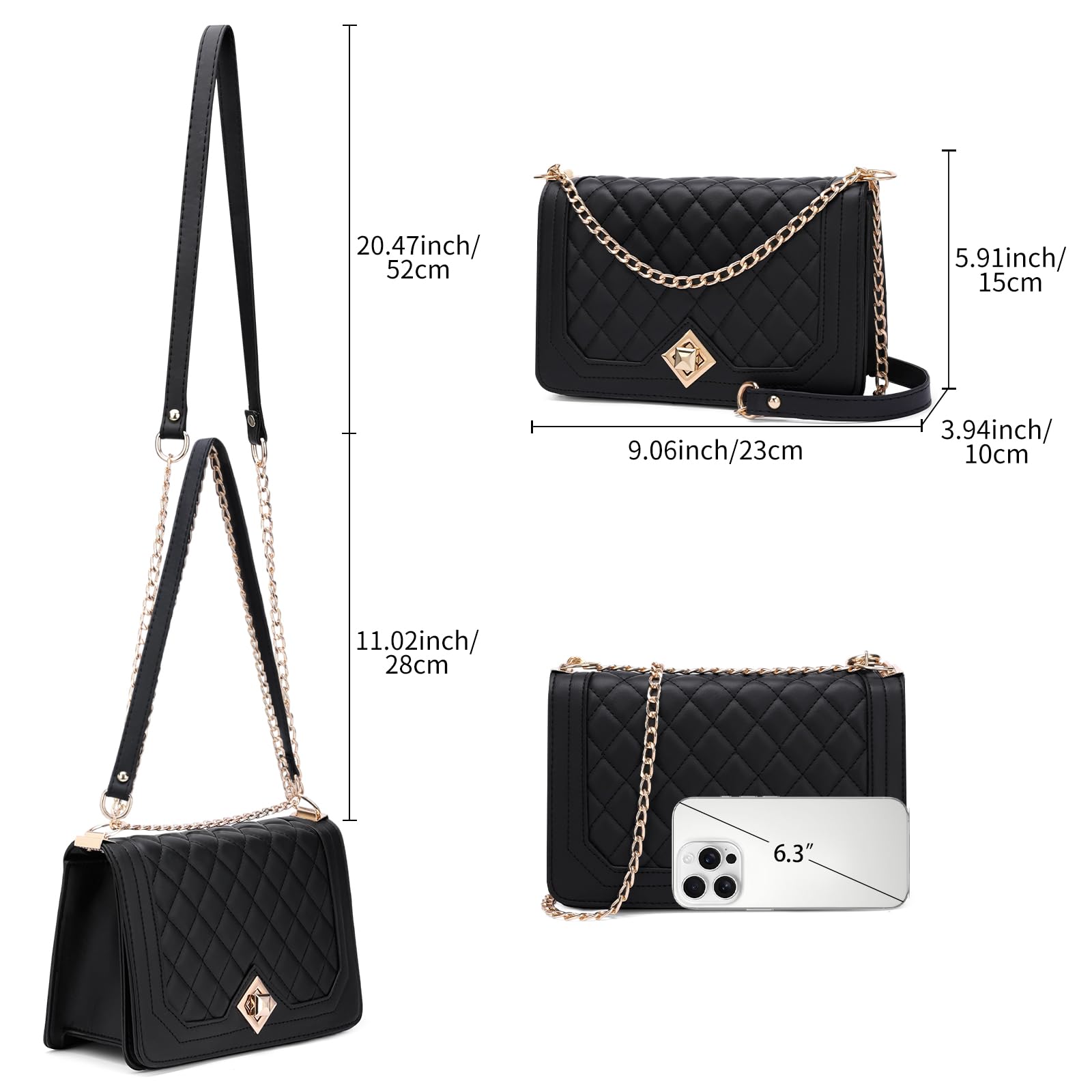 GOIACII Quilted Crossbody Bags for Women Summer Trendy Shoulder Bag Ladies Chain Designer Purse