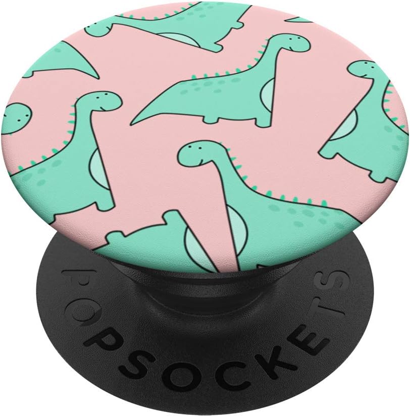 Amazon Com Dinosaur Stegosaurus Cute Cartoon Pink Pattern Dino Funny Popsockets Popgrip Swappable Grip For Phones Tablets