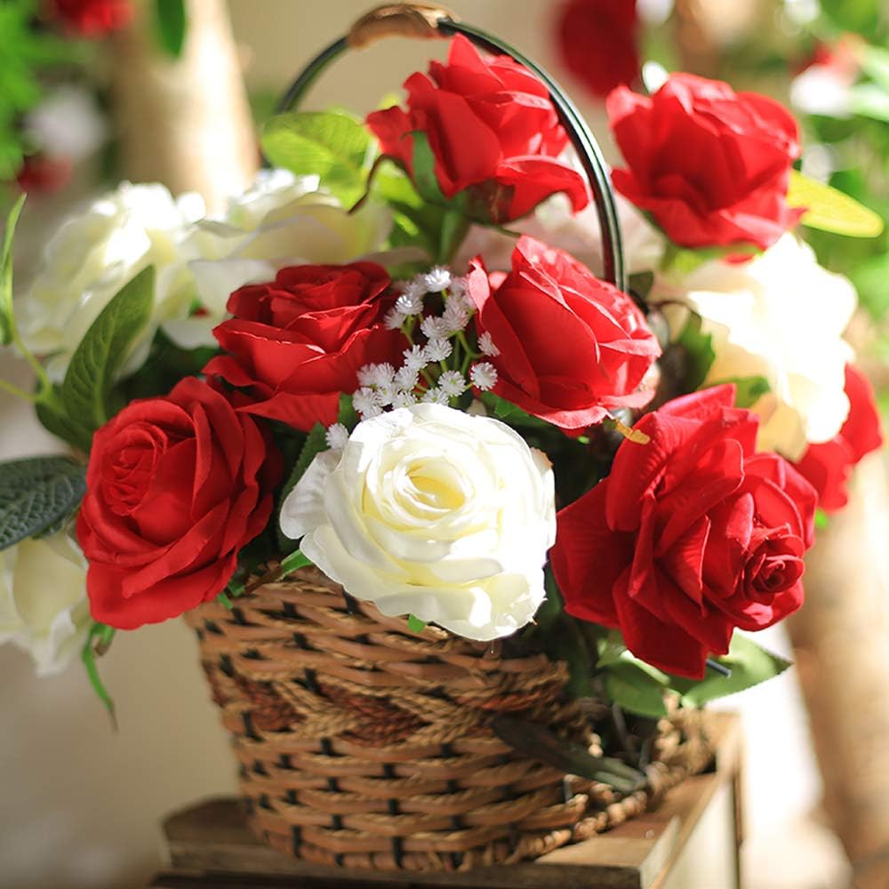 Veryhome 10 Pcs Women's Day Artificial Roses Silk Flowers Fake Single Stem Blooming Rose Bridal Bouqets For Wedding Home Birthday Party Arrangment Garden Decoration (Red) - Image 5