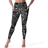 DROEYROEST High Waist Workout Leggings for Women Tummy Control Printed Yoga Pants with Pockets Holiday Costume