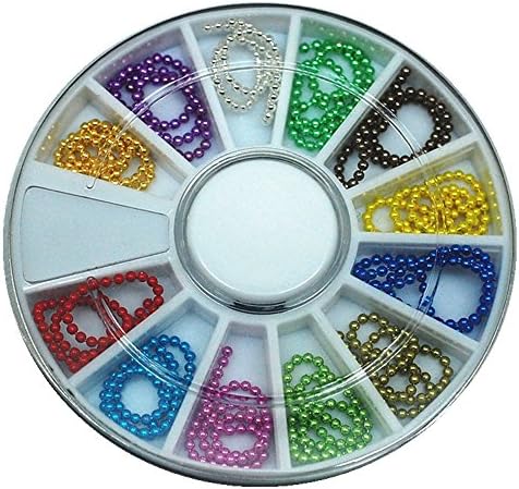 12 Colors 3d Nail Art Decorations DIY Bead Chain Ring Designs