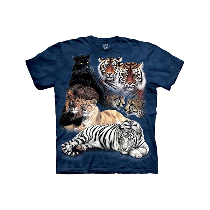 The Mountain Big Cat Collage TShirt, 4XLarge, Blue Amazon.co.uk