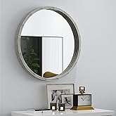 LYYYXGYP Round Wood Gray Mirror 30x30 Inch Modern Wall Mounted Mirror Wooden Frame Grey Circle Mirror for Bathroom
