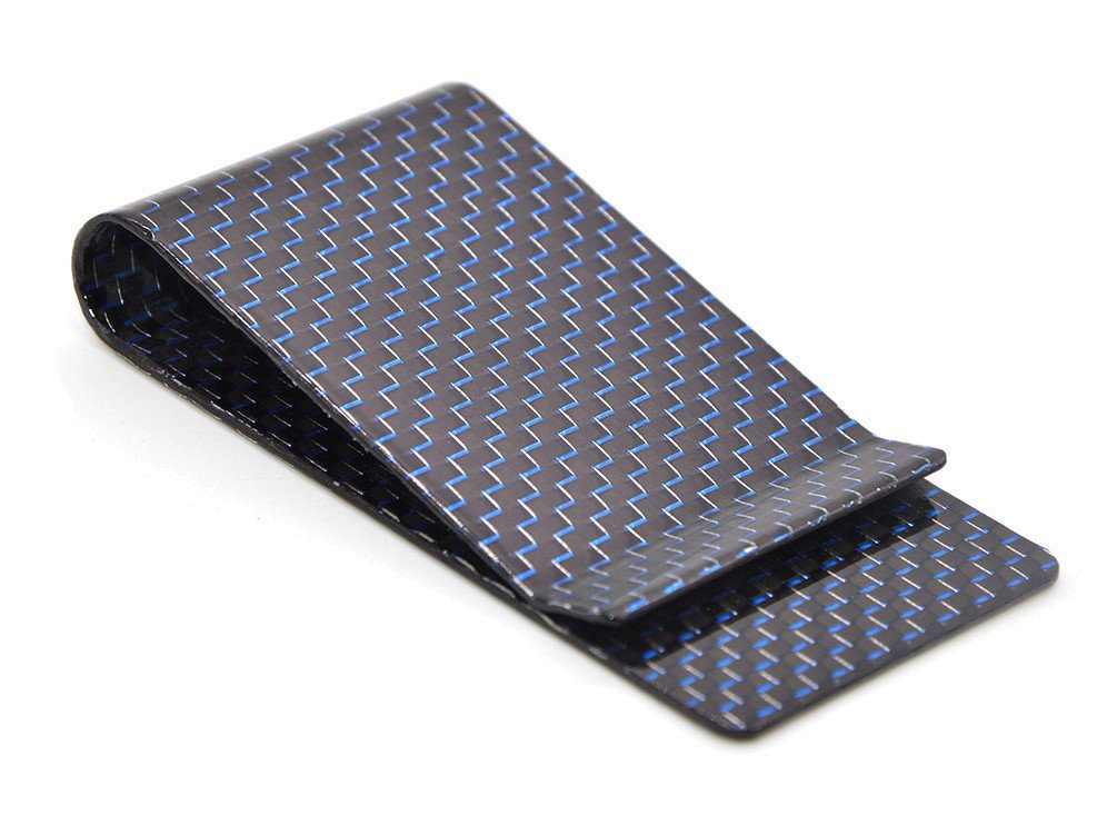 Medifier Carbon Fiber Money Clip Wallet Business Credit Card Cash Glossy Holder L Blue