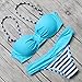 Happy Sailed Women Push Up Two Piece Bikini Swimsuits Bandeau Bathing Suits, Small Blue