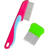 2 Pcs Lice Comb Steel Head Lice Comb Plastic Lice Combs Professional Lice Combs Set Premium Lice Removal Comb for Kids Adults