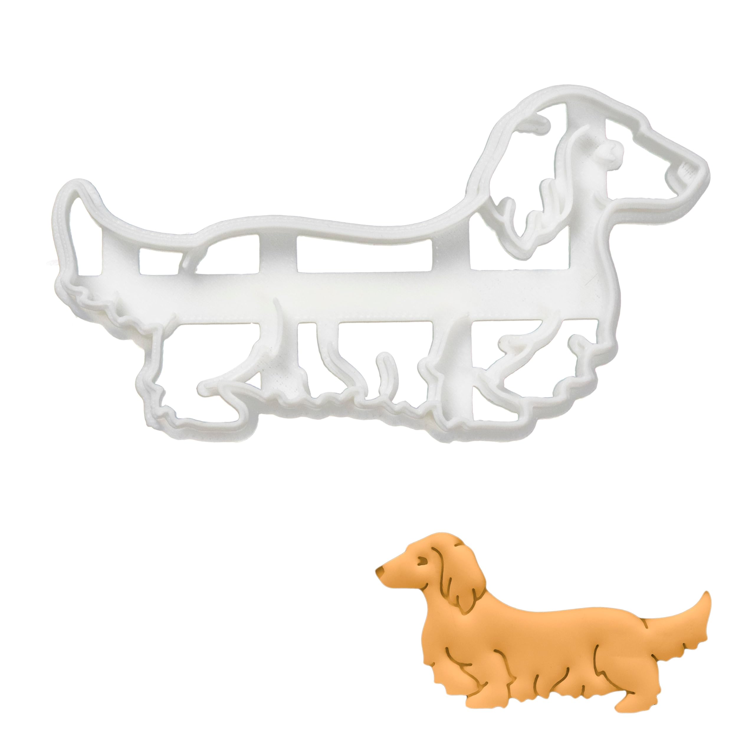 BAKERLOGY Long Haired Dachshund Body Cookie Cutter - Detailed Biscuit Cutter Design for Baking and Crafts, Ideal on Fondant, Dough, Clay