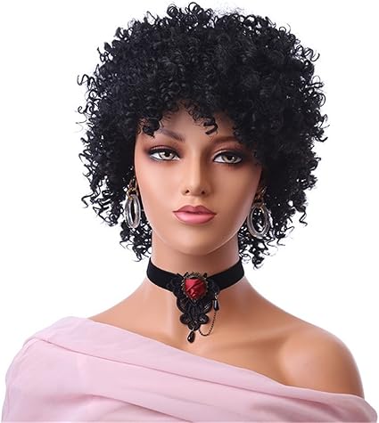 Tthjy 4inch Court Perruque Noire Bouclée Cheveux