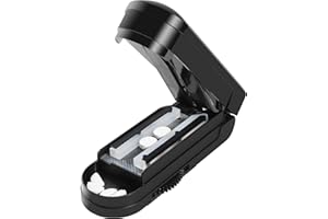 FULLIVE Upgraded Adjustable Pill Cutter with Tablets Alignment, Sharp Multiple Pill Splitter with Blade Guard, Safety Medicine Slicer Vitamin Divider Cutting Drugs Half Quarter