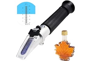 TEKCOPLUS 0-10% Brix Refractometer for Testing Sugar Content Maple sap Syrup, Low-Concentrated Sugar Solutions, Tea, Portable Hand Held Sugar Content Measurement with ATC Function and LED Light, pipettes