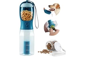 Paoakaola Dog Water Bottle, 3-in-1, Leak Proof, Portable, 20oz, Ink Blue
