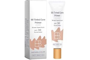FXIAOY BB Blur Tinted Moisturizer SPF 30, BB Tinted Care Primer, BB Cream Tinted Moisturizer, Full Coverage Light-Medium Skin Color-Hydrates-Smooths Your Skin (Natural, 1OZ)