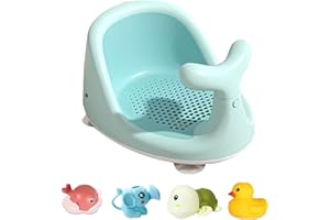 EASYFORALL Baby Bath Seat-Cute Whale Shape Baby Bathtub Seat for 6 Months & Up,Infant Bath Seat for Babies Sitting Up Bathing in Tub, Safety Infants Toddler Bath Seat with 4 Secure Suction Cups (Light Blue)
