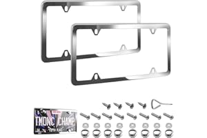 ELECTRONLUMEN Stainless Steel License Plate Frames Silver Fit Standard CA License Plate 4 Holes Rustproof License Plate Holde