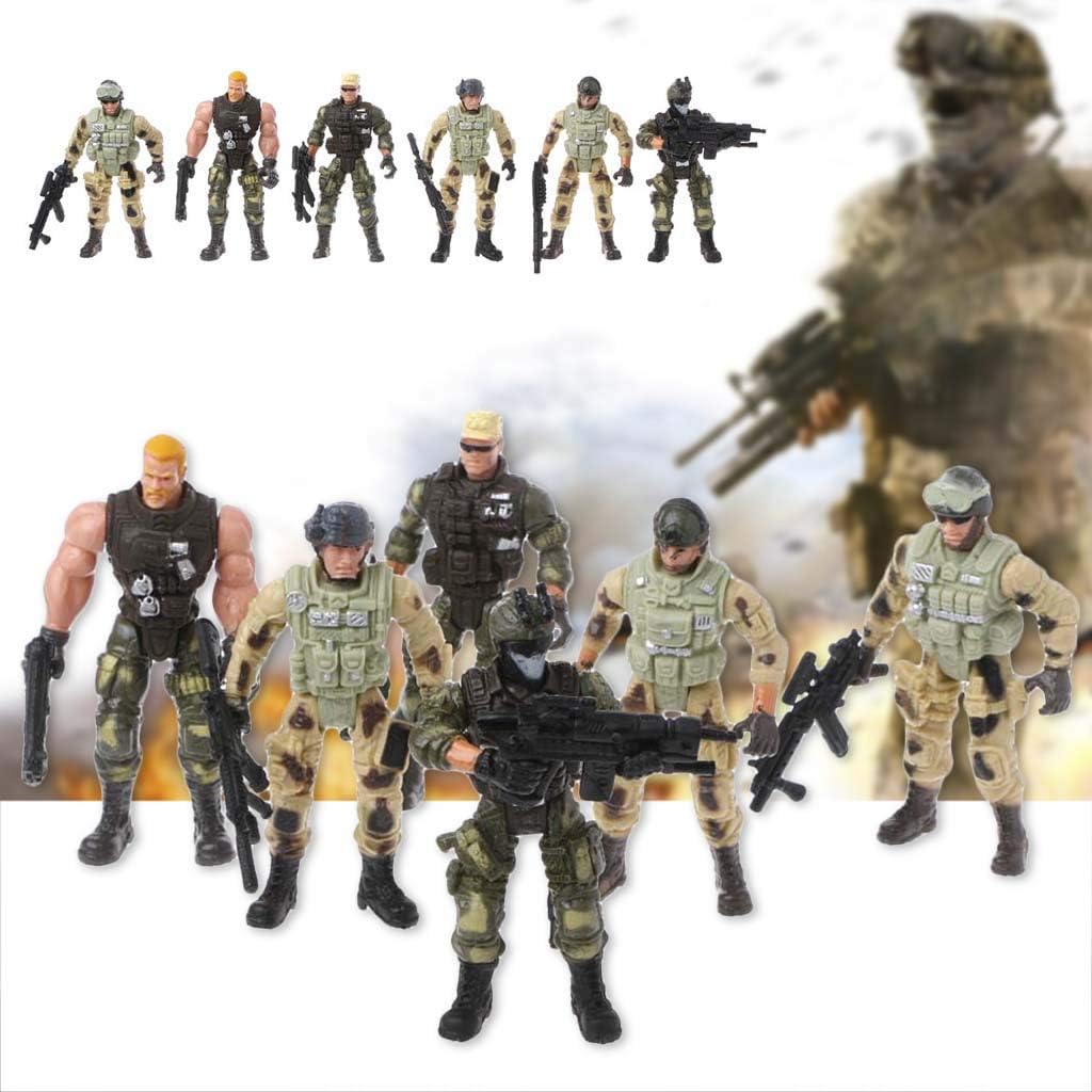 Jeux et Jouets Personnages Kerhcusde 6Pcs Set Figurine Soldats Soldats Jouet avec Arme Figurines 