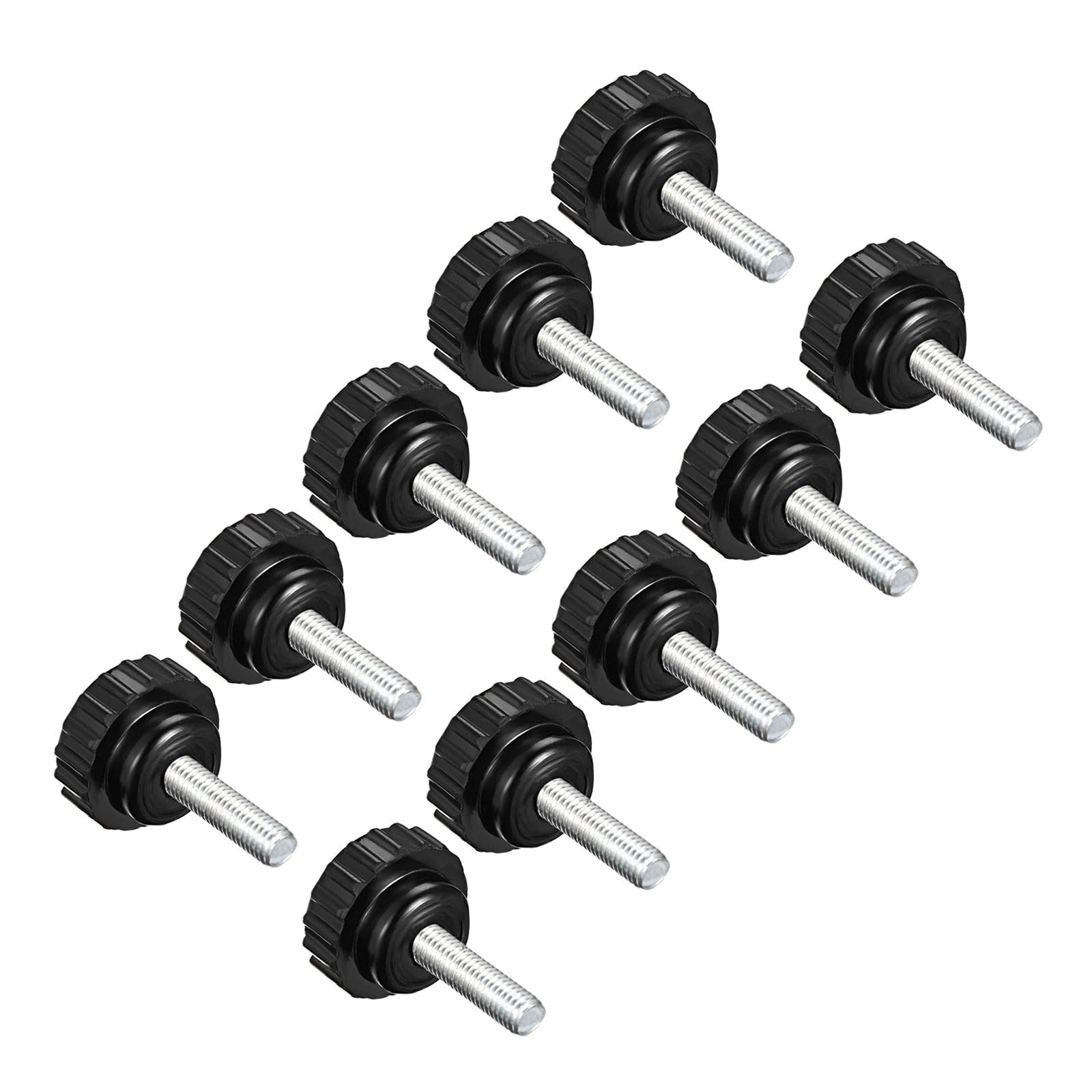 CoCud Knurled Clamping Knobs, M5 x 20mm Male Thread 21mm Head, Thermoset Plastic Thumb Screw Grip Bolt Knobs Black - (Applications: for Lathe Machinery), 10-Pieces