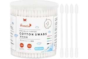 HOMEFOX White Cotton Swabs Spiral Pointed - 200 Count Organic Cotton Buds Double Side Tightly Wrapped Precision Cotton Tips Paper Stick Soft Gentle Lint-Free Cruelty-Free, Spiral & Pointy (White)
