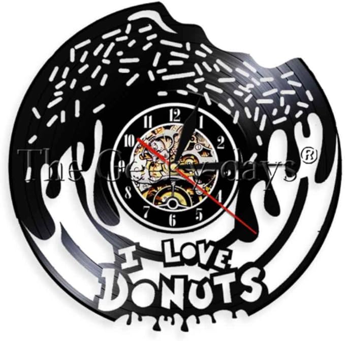 MUMUSO Panadería Chef Cafetería Donut Time Vinyl Record Reloj De Pared