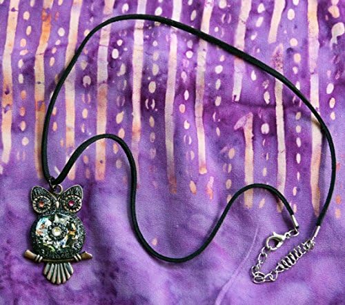 Owl Pendent with Necklace Made with Polymer Clay and Swaroski Crystals