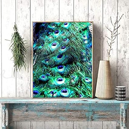 Moderno lienzo Pintura Plumas de pavo real moderno hermoso cartel