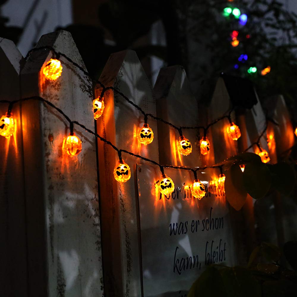 TUMURPEAK Halloween Pumpkin String Lights, 3D Pumpkin Solar Light, Waterproof Light Decor for Patio Garden Gate Yard 30Led 19.7ft