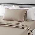 Amazon Basics 3 Piece Deluxe Microfiber Bed Sheets Twin Size, Taupe, Solid