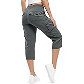 TBMPOY Womens Cargo Capris Lightweight Hiking Pants 6 Pockets Quick Dry Casual Outdoor Trip Loose Shorts Cropped Cotton
