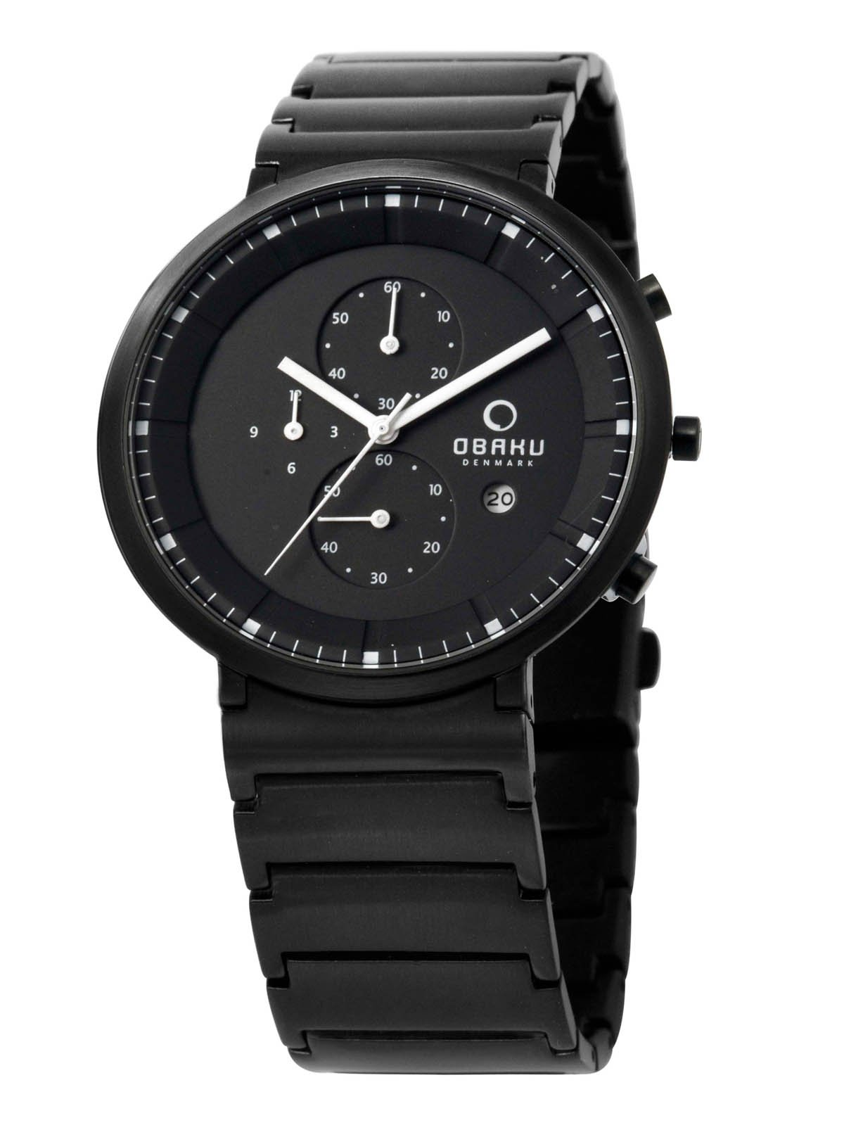 Obaku Denmark Men's Watch with Date and Stopwatch V147GBBSB1, Bracelet
