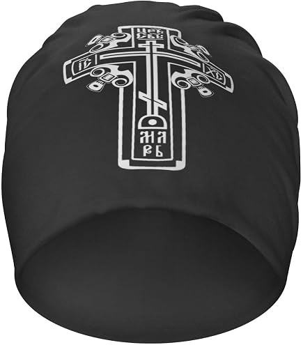 Orthodox Christian Cross Black Beanie Hat for Men Women Winter