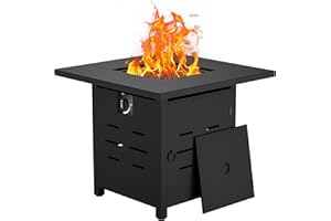 SHINTENCHI Walsunny 30 inch Outdoor Propane Fire Pit 40,000 BTU Gas Fire Pit Table with Lid & Lava Rock, Waterproof Cover, Square Gas Firepit Table for Garden/Patio, CSA Certification