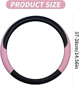 TSLBW Car Steering Wheel Cover 37-38cm PU Leather Pink Breathable Anti-slip view 2