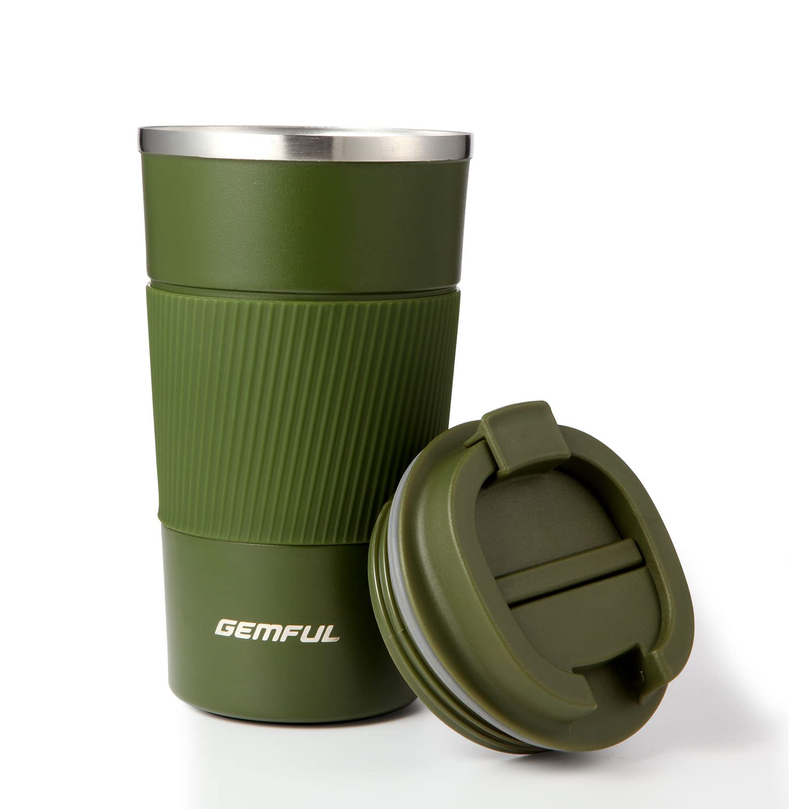GEMFUL Travel Mug Thermal Double Walled Stainless Steel Leakproof Coffee Cup for Hot & Cold Drinks 510ml/18oz