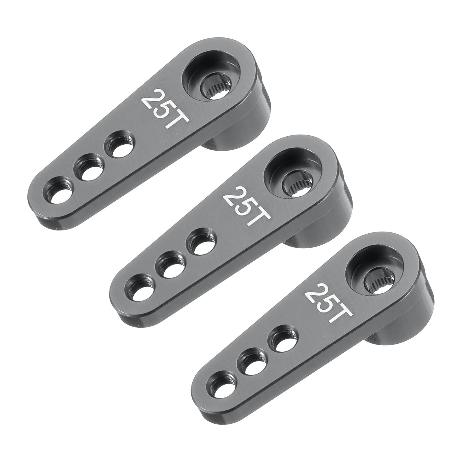 sourcing map Aluminum Alloy 25T Steering Servo Single Arm Horn Deep Grey for DIY RC Car/Boat/Airplane Boat Accessories 3 Pcs